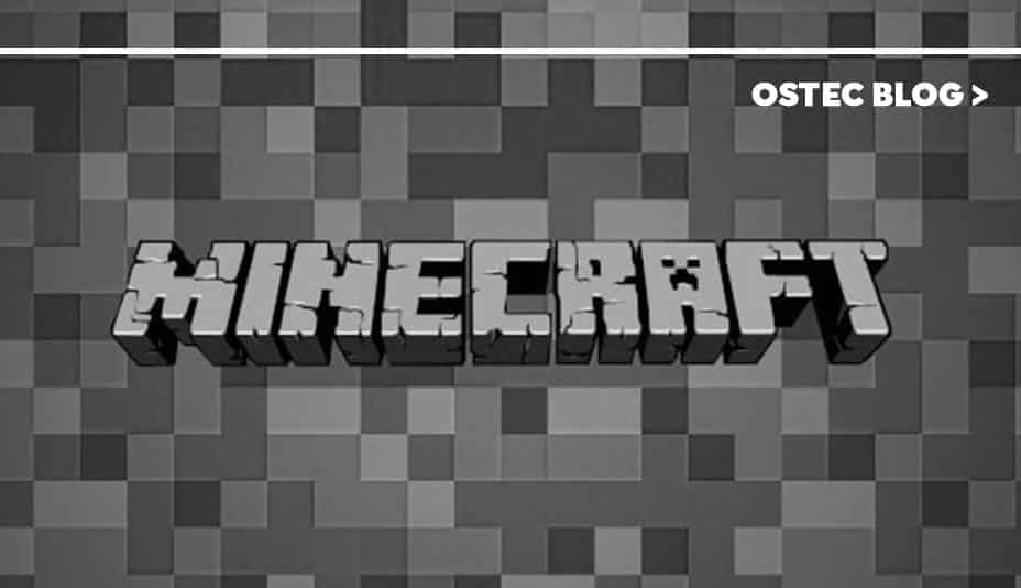 Imagem pixelada onde se pode ler a palavra 'minecraft'