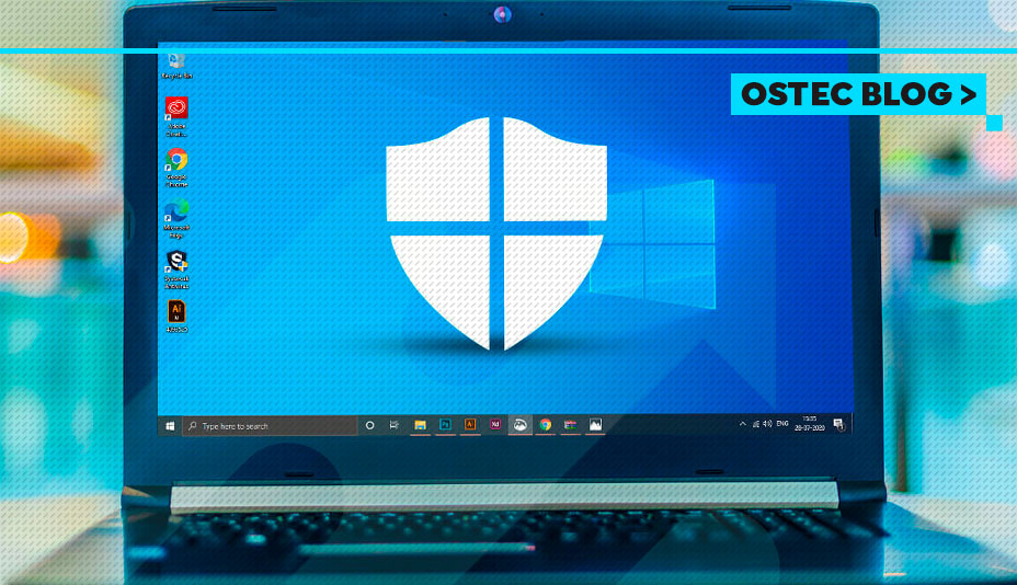notebook com logo da Microsoft Defender